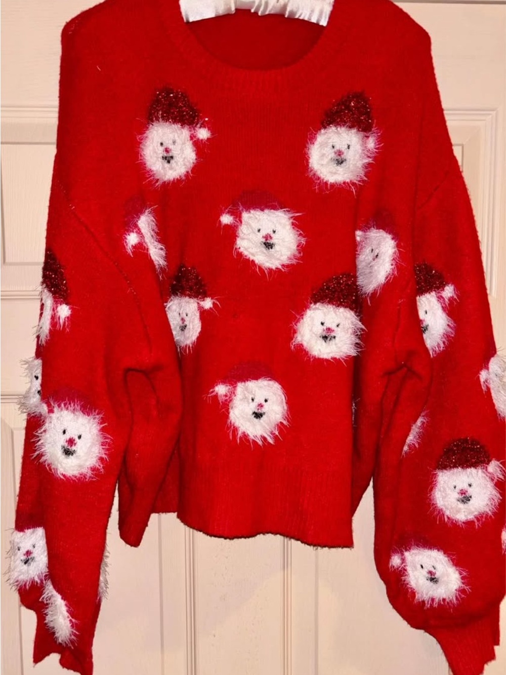 Shop The Mint Red Santa Face Crewneck Holiday Sweater NWOT XL